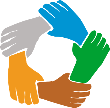 Cinco manos de colores unidas en círculo: el símbolo de Ubuntu
